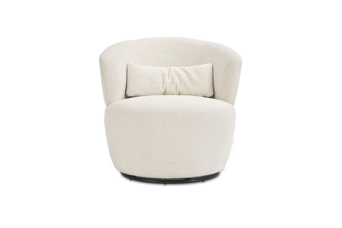 Imperial Spin Bouclé Swivel Chair in Snow White