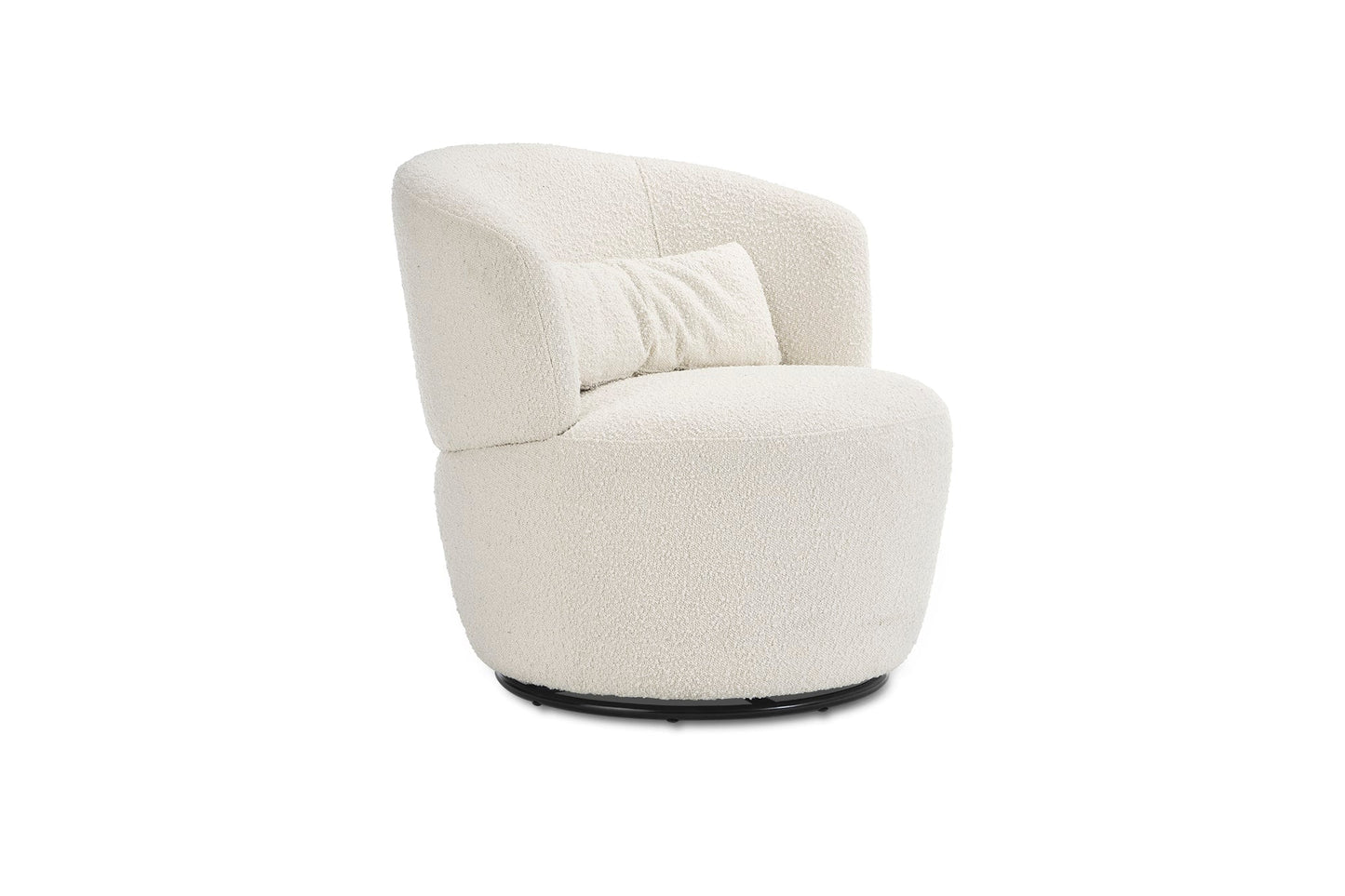 Imperial Spin Bouclé Swivel Chair in Snow White