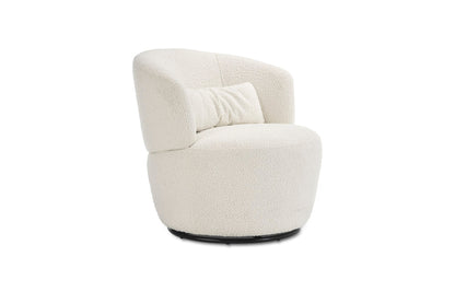 Imperial Spin Bouclé Swivel Chair in Snow White