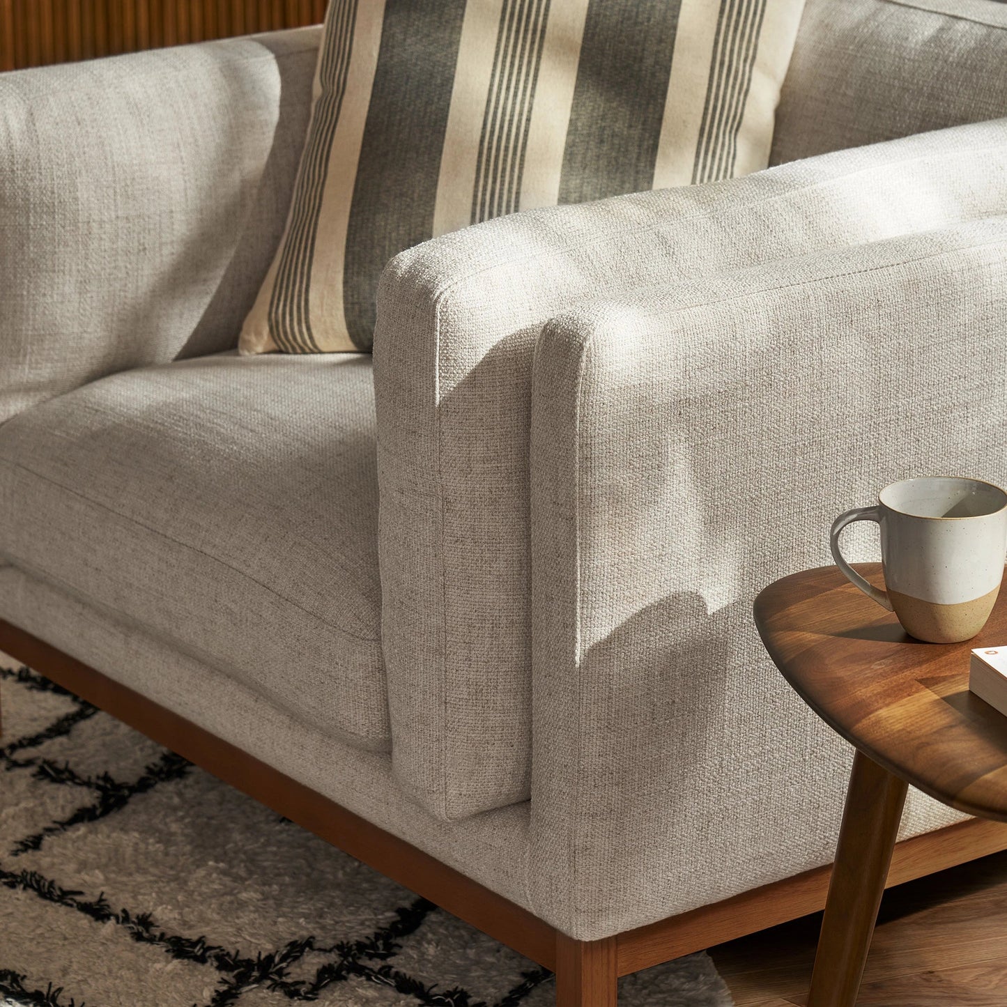 Velour Fabric Armchair in Pearl Beige