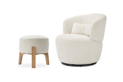 Imperial Spin Bouclé Swivel Chair and Stool