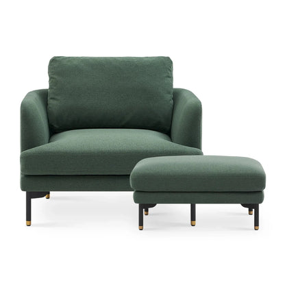 CozyPair Armchair with Ottoman in Forest Green