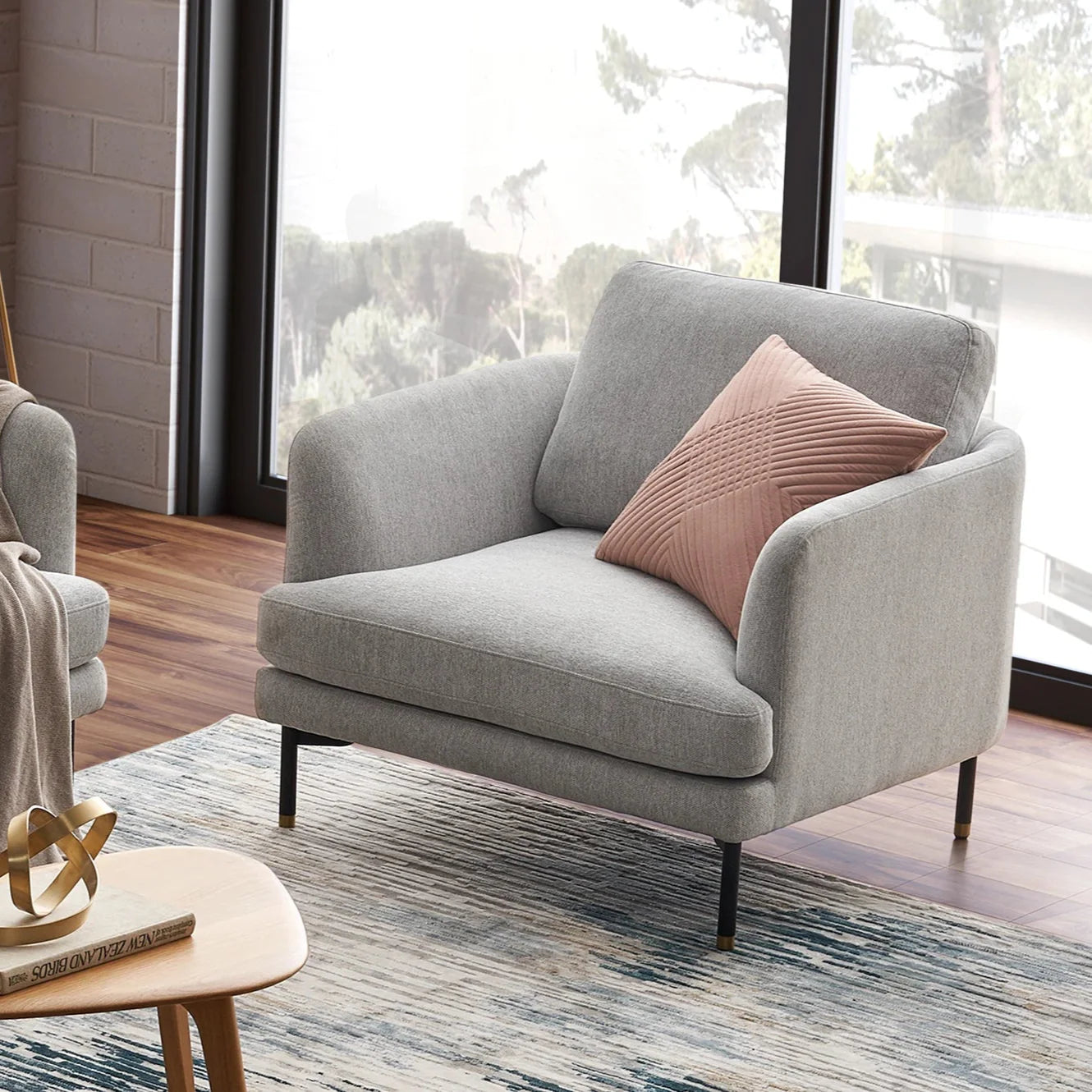 CozyPair Armchair with Ottoman in Dove Grey