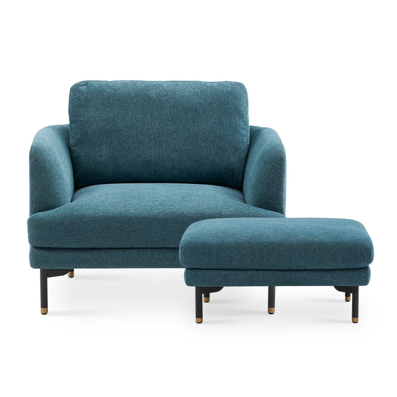 CozyPair Armchair with Ottoman in Ocean Blue