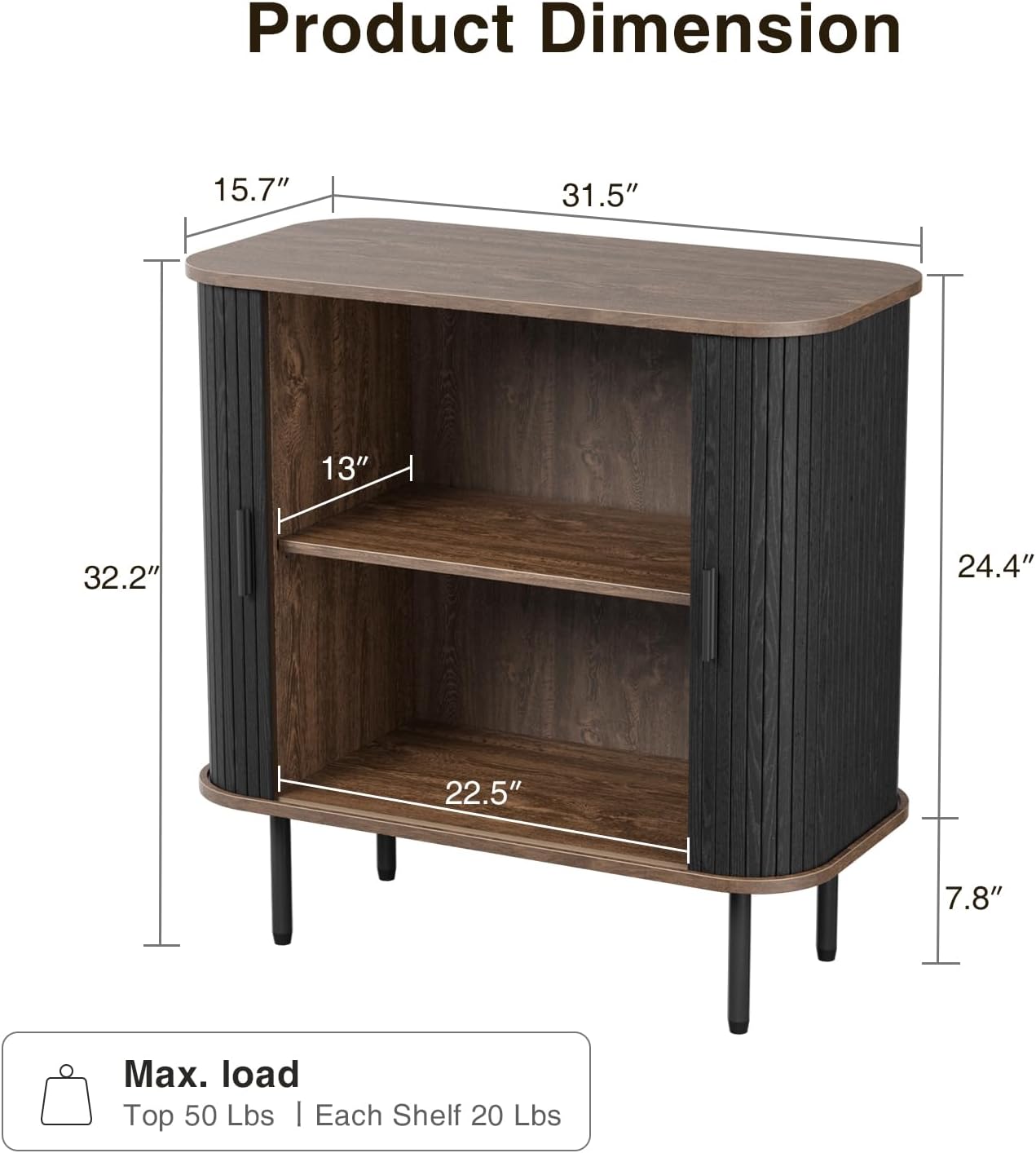 Fluted Storage Cabinet with Curve Edge