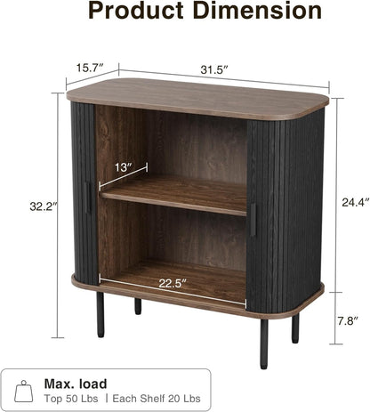 Fluted Storage Cabinet with Curve Edge