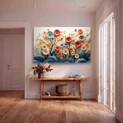 Blooming Harmony Canvas Painting Framed Wall Art