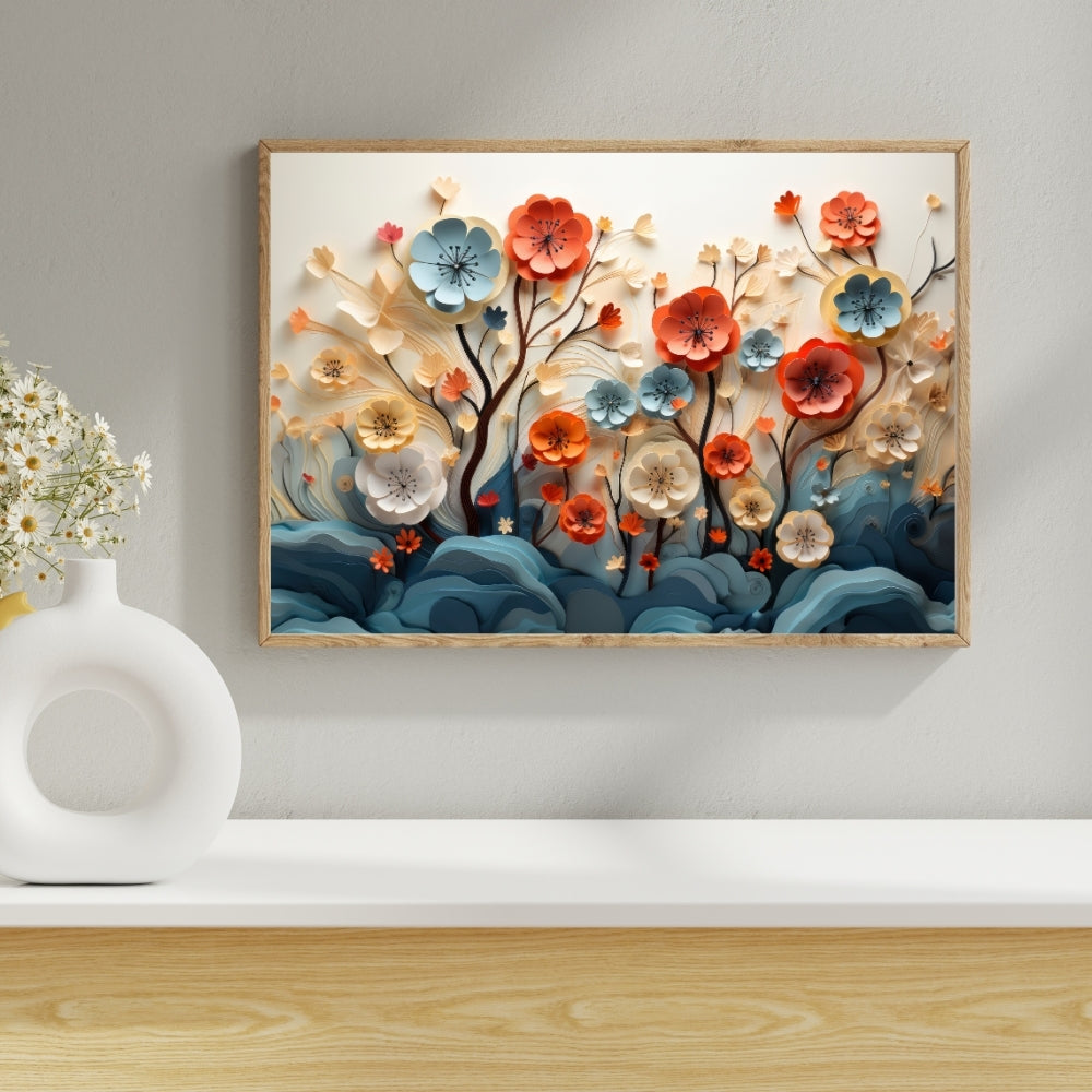 Blooming Harmony Canvas Painting Framed Wall Art