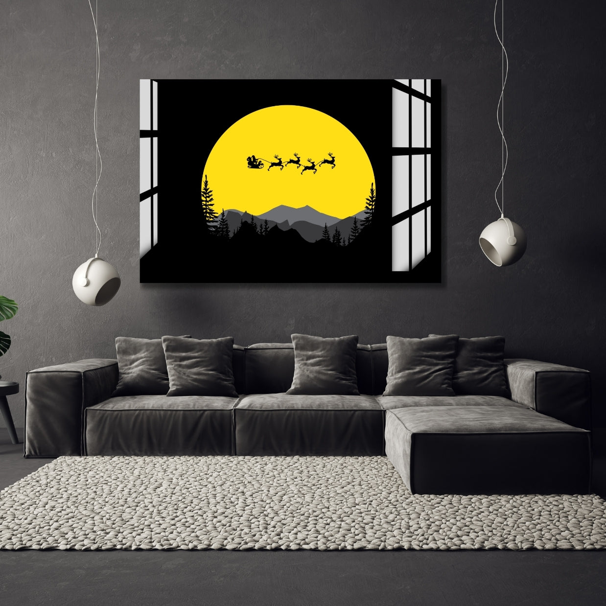 Midnight Sleigh Journey Metal Print With or Without Frame Wall Art
