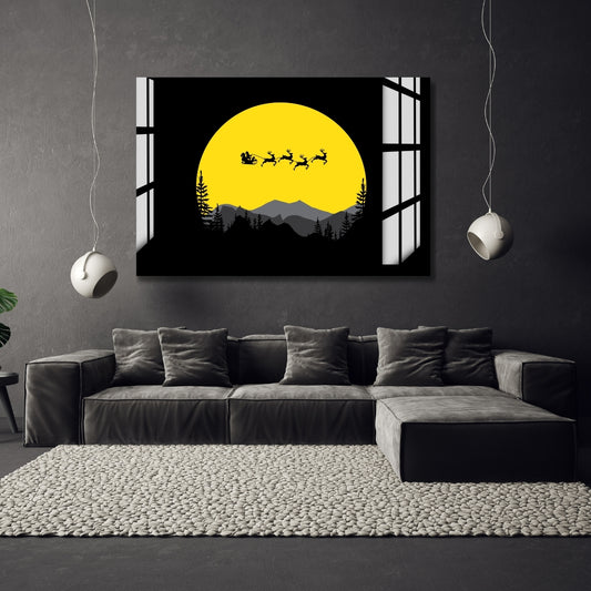 Midnight Sleigh Journey Metal Print With or Without Frame Wall Art