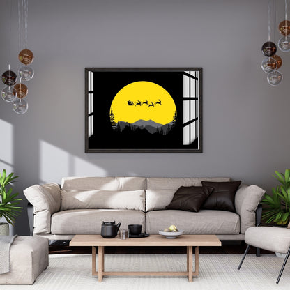 Midnight Sleigh Journey Metal Print With or Without Frame Wall Art