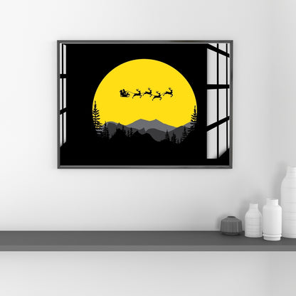 Midnight Sleigh Journey Metal Print With or Without Frame Wall Art