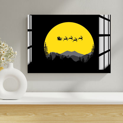 Midnight Sleigh Journey Metal Print With or Without Frame Wall Art