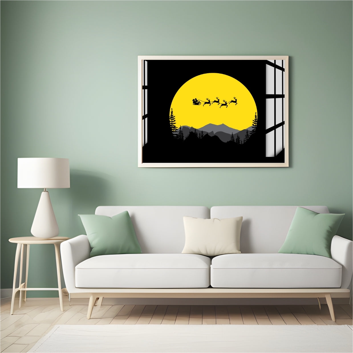 Midnight Sleigh Journey Metal Print With or Without Frame Wall Art