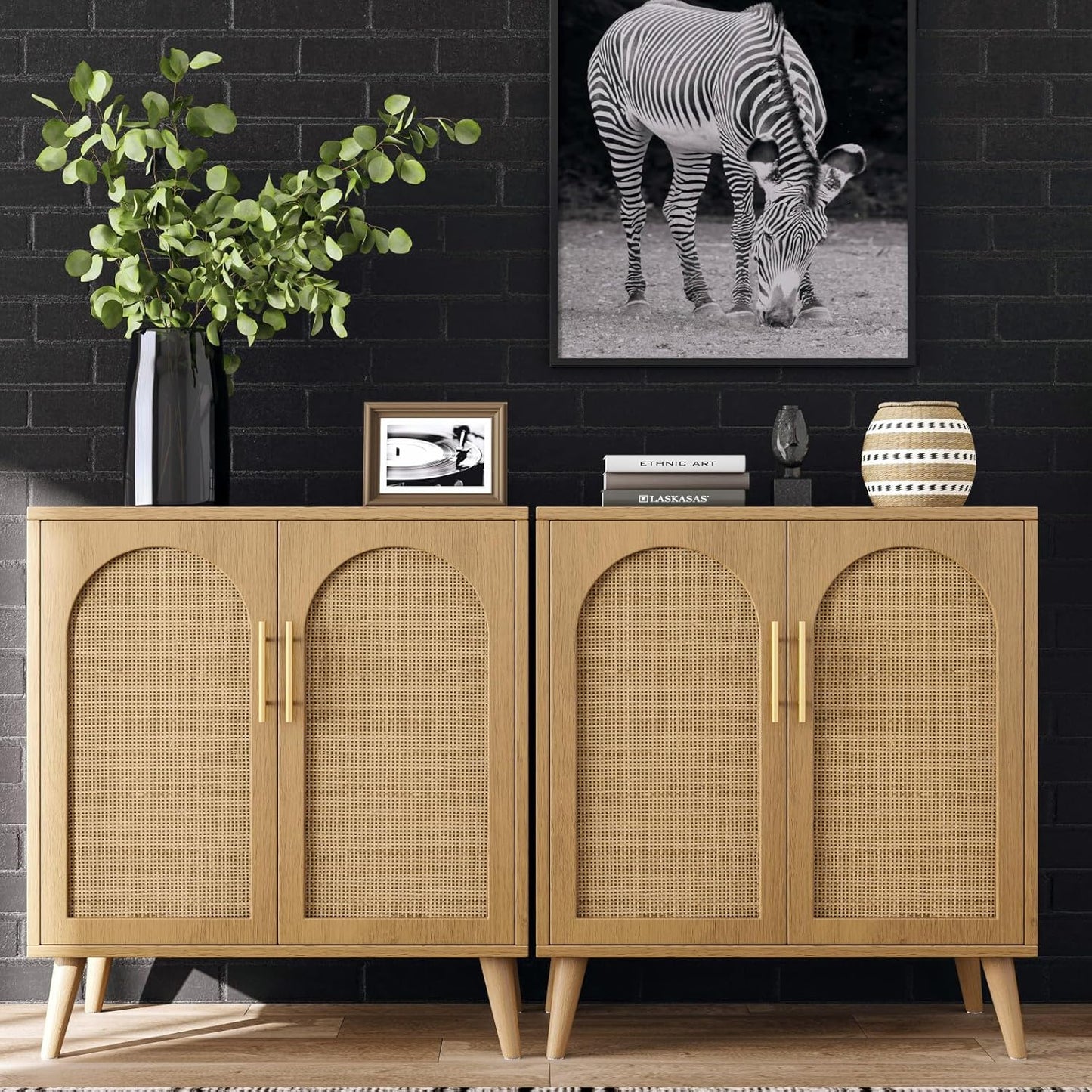 Rattan Storage Cabinet Birchwood