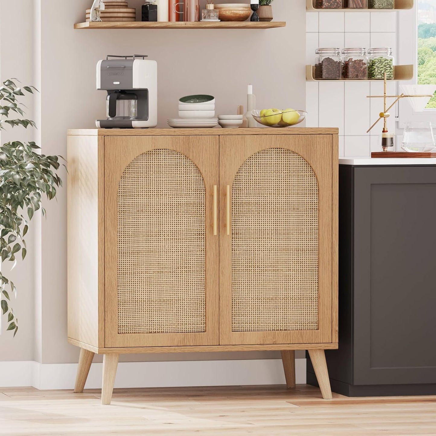 Rattan Storage Cabinet Birchwood