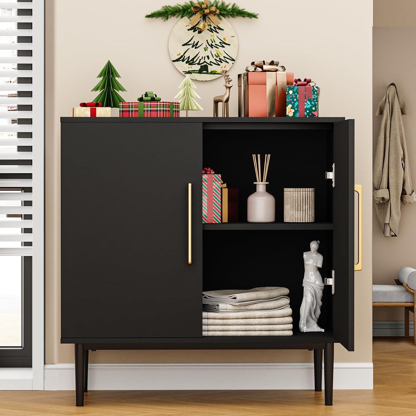 Modern Black Accent Storage Cabinet