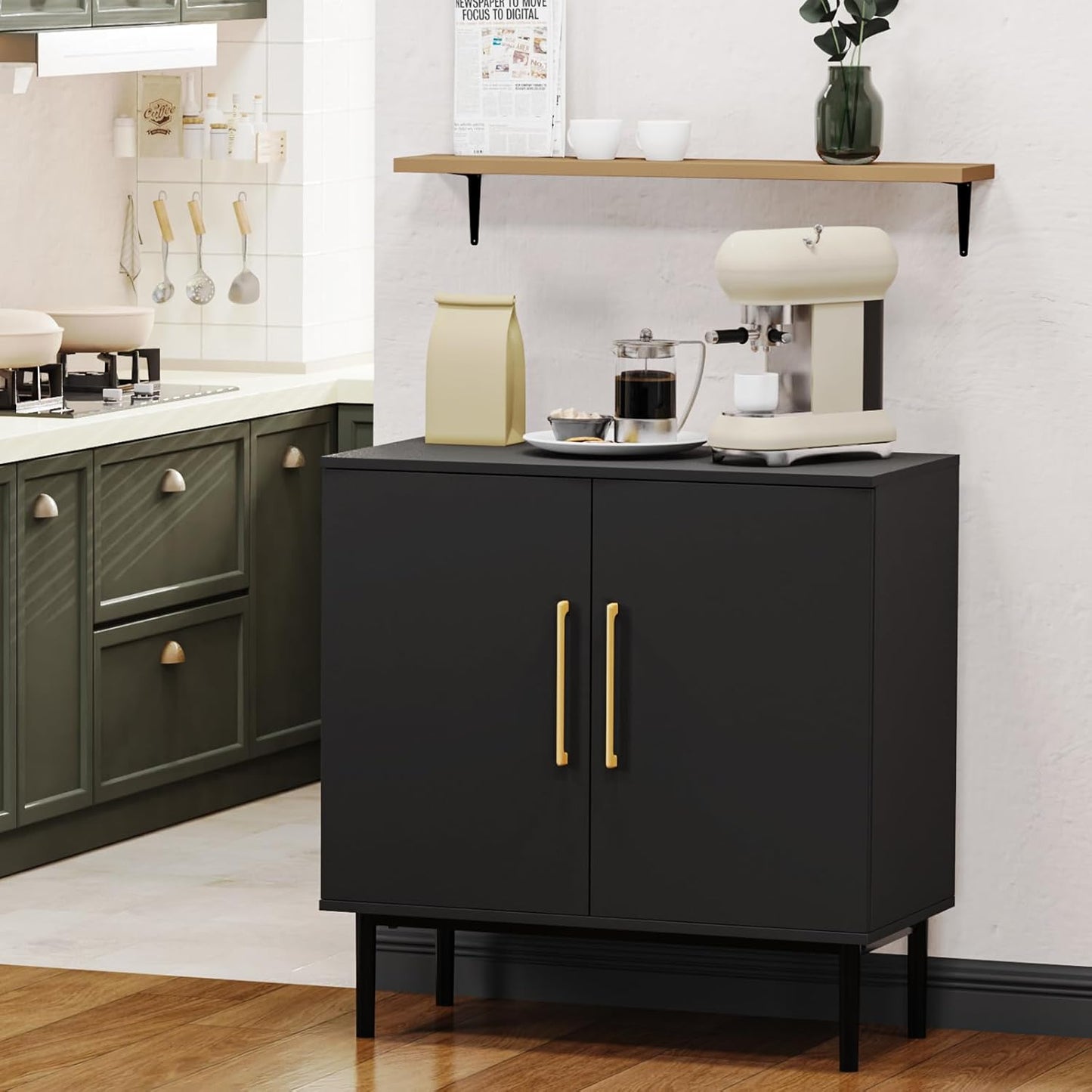 Modern Black Accent Storage Cabinet