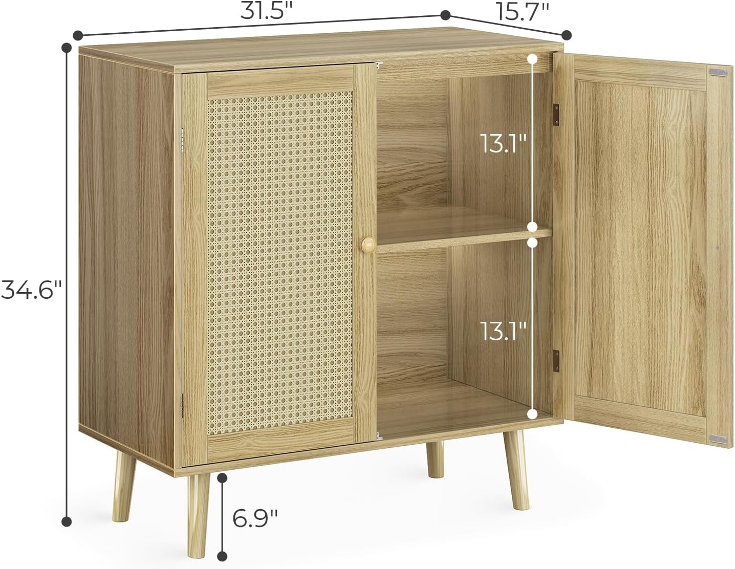 Modern Natural Birchwood Accent Storage Cabinet