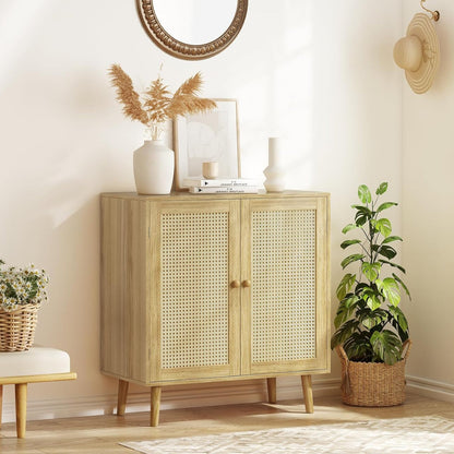 Modern Natural Birchwood Accent Storage Cabinet