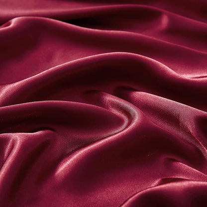 Silk Satin Fitted Sheet With Pillow Covers Burgundy