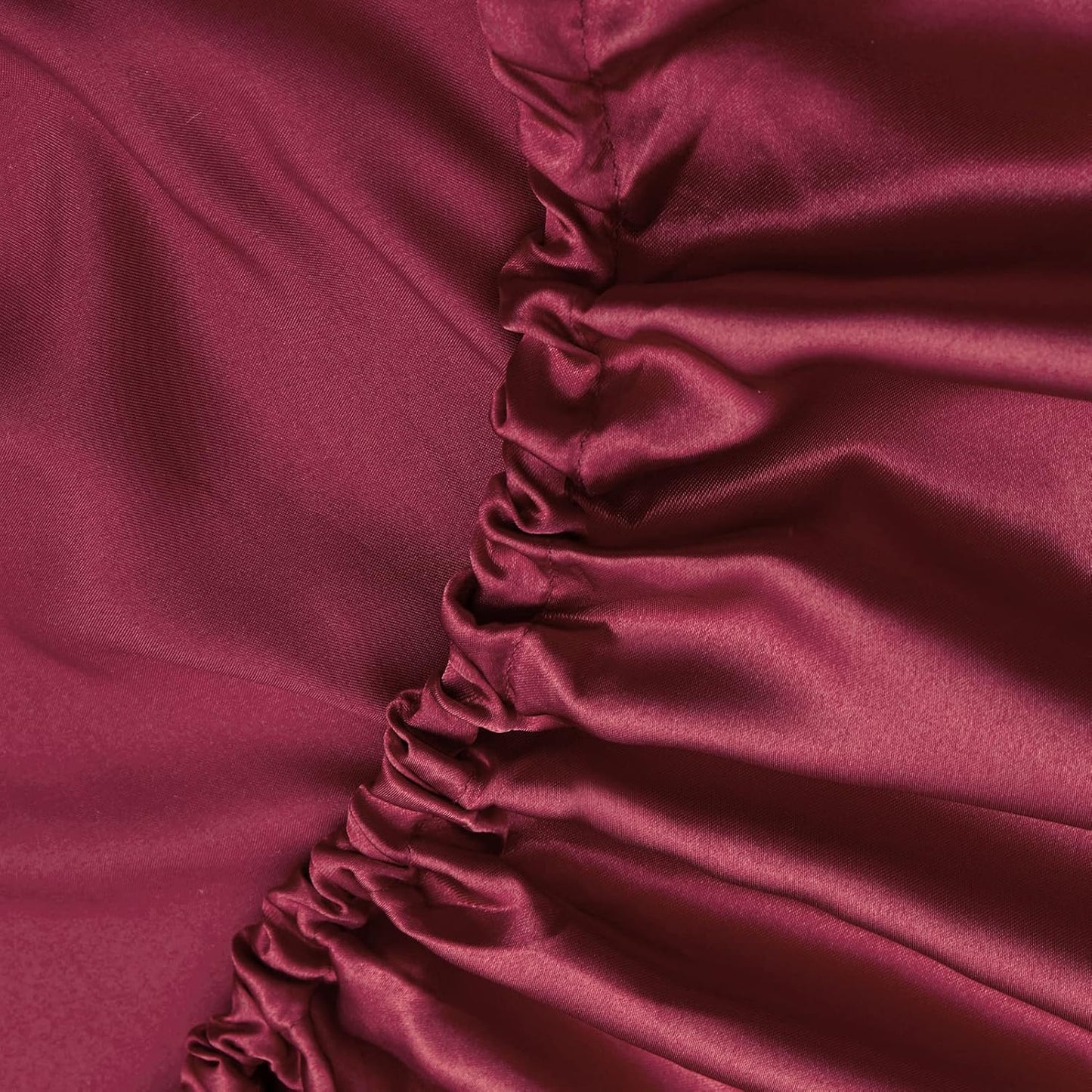 Silk Satin Fitted Sheet With Pillow Covers Burgundy