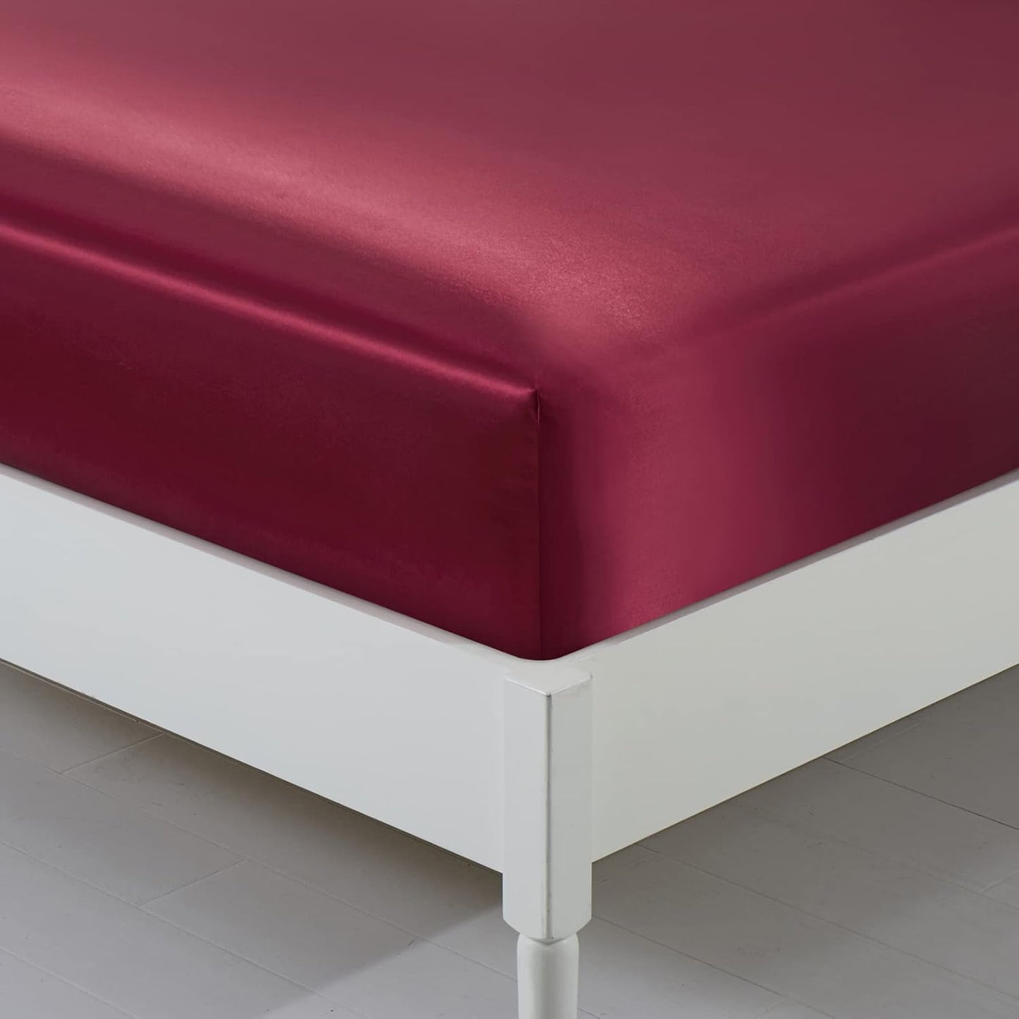 Silk Satin Fitted Sheet With Pillow Covers Burgundy