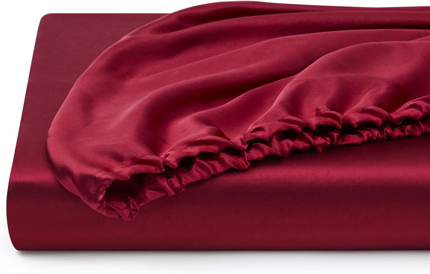 Silk Satin Fitted Sheet With Pillow Covers Burgundy