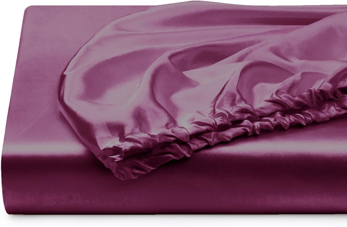 Silk Satin Fitted Sheet With Pillow Covers Purple