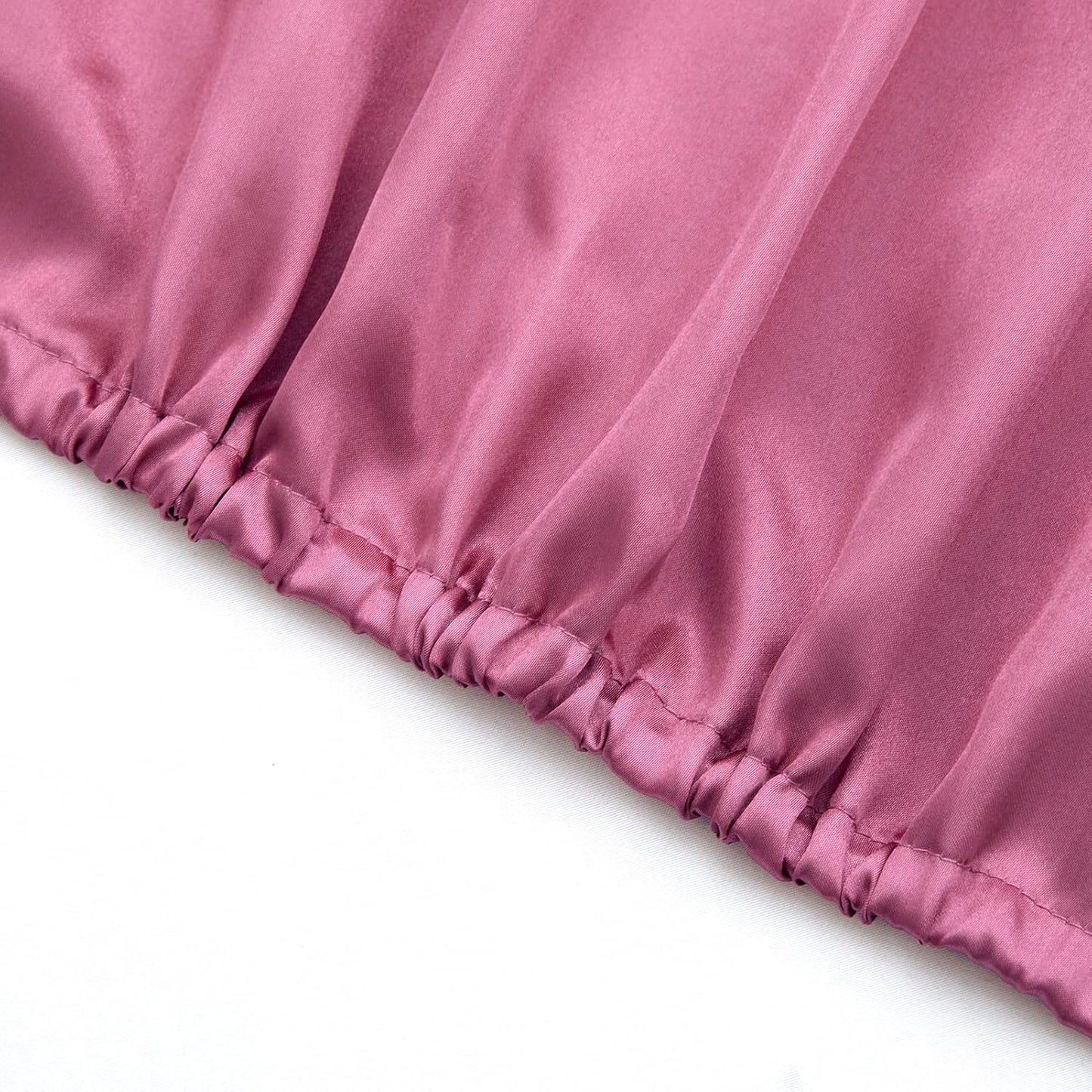 Silk Satin Fitted Sheet With Pillow Covers French Pink