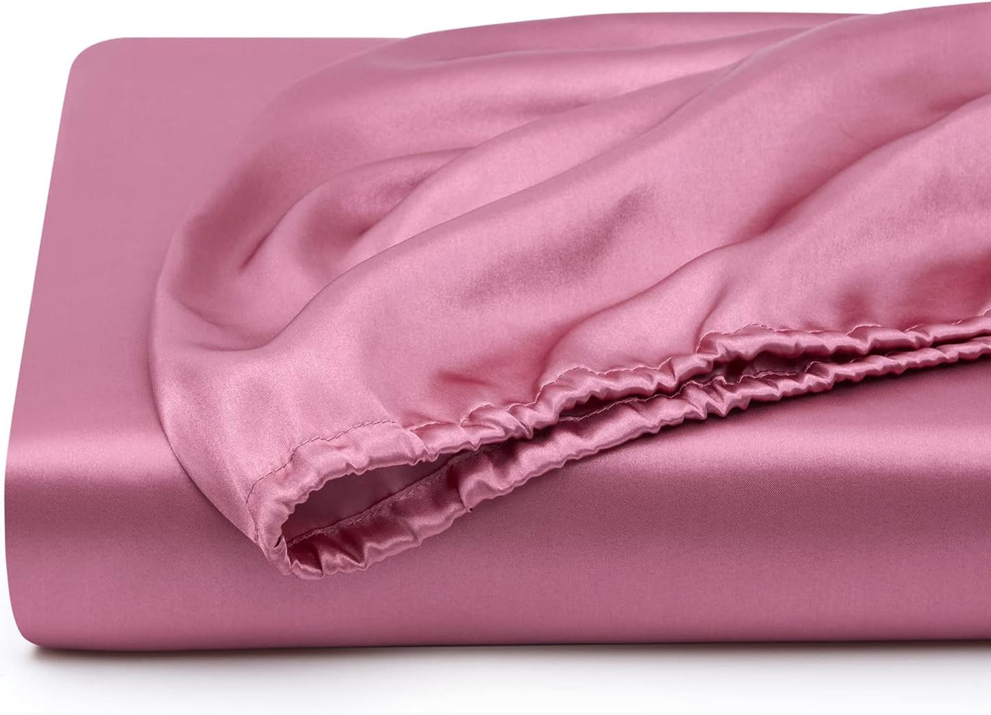 Silk Satin Fitted Sheet With Pillow Covers French Pink