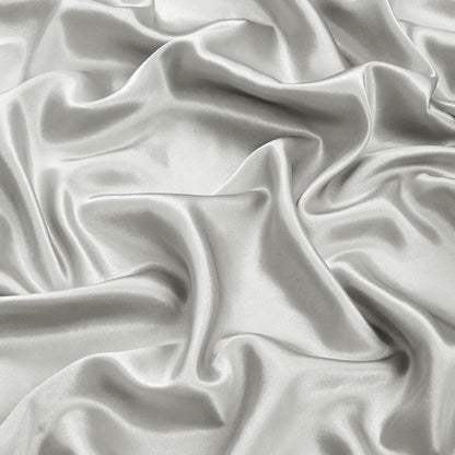 Silk Satin Fitted Sheet With Pillow Covers Light Gray