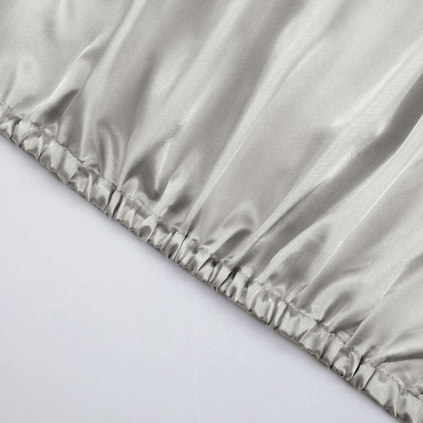 Silk Satin Fitted Sheet With Pillow Covers Light Gray