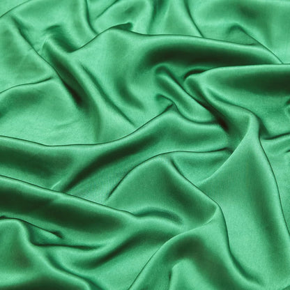 Silk Satin Fitted Sheet With Pillow Covers Green