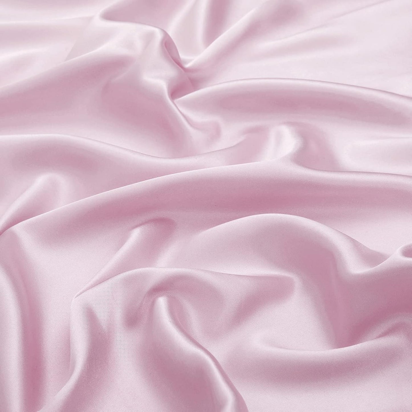 Silk Satin Fitted Sheet With Pillow Covers Pink