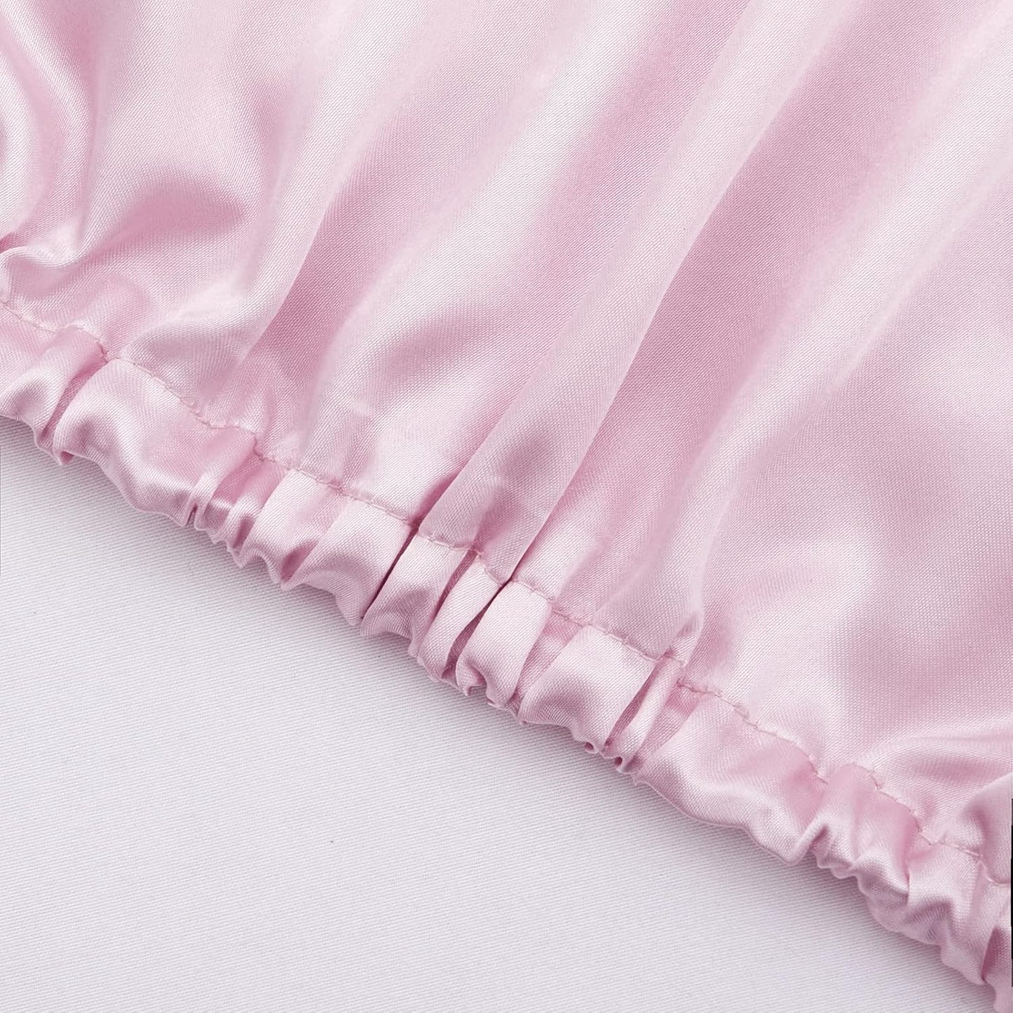 Silk Satin Fitted Sheet With Pillow Covers Pink