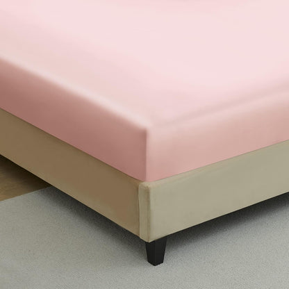 Silk Satin Fitted Sheet With Pillow Covers Blush Pink