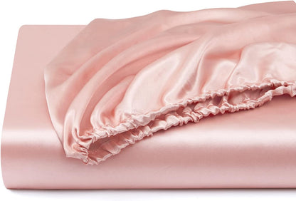 Silk Satin Fitted Sheet With Pillow Covers Blush Pink