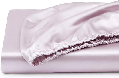 Silk Satin Fitted Sheet With Pillow Covers Lavender