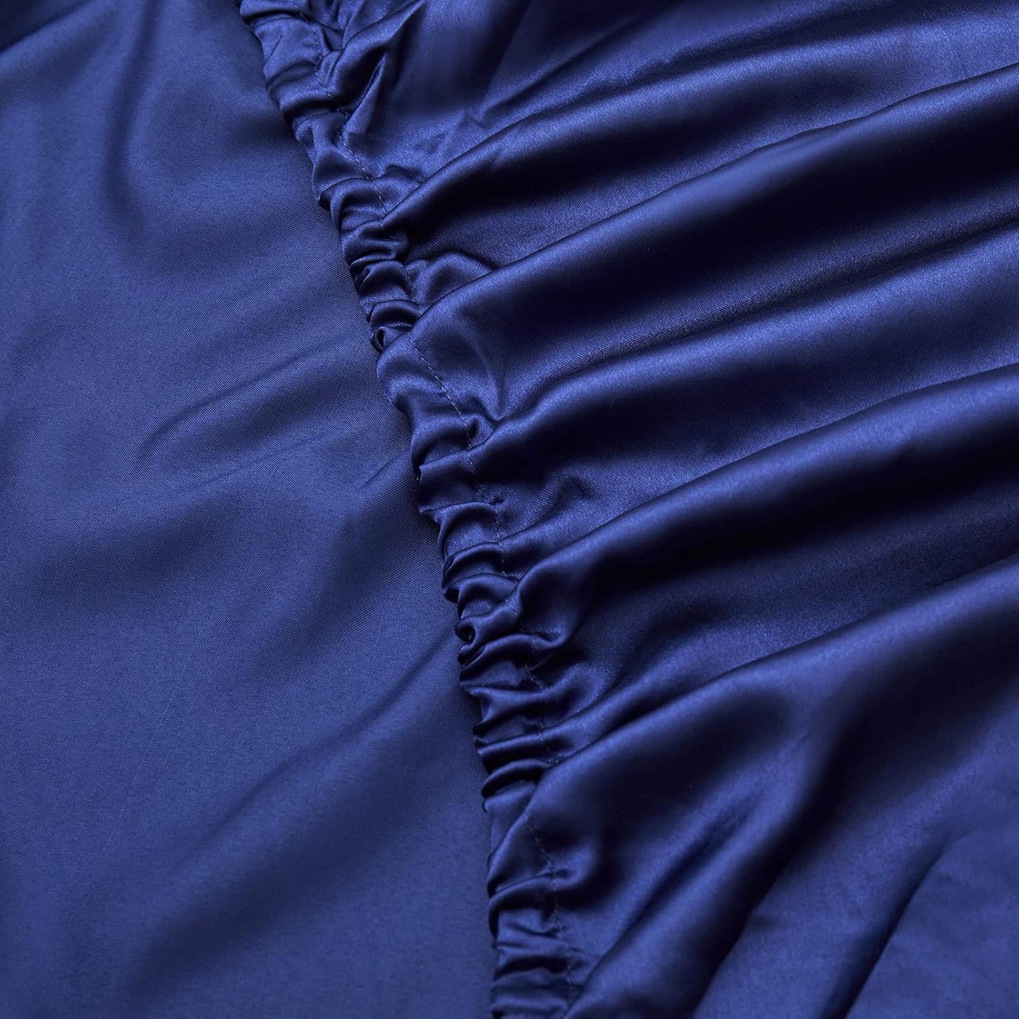 Silk Satin Fitted Sheet With Pillow Covers Navy Blue