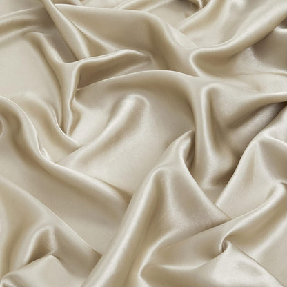 Silk Satin Fitted Sheet With Pillow Covers Taupe