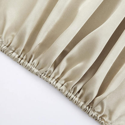 Silk Satin Fitted Sheet With Pillow Covers Taupe