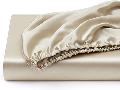 Silk Satin Fitted Sheet With Pillow Covers Taupe