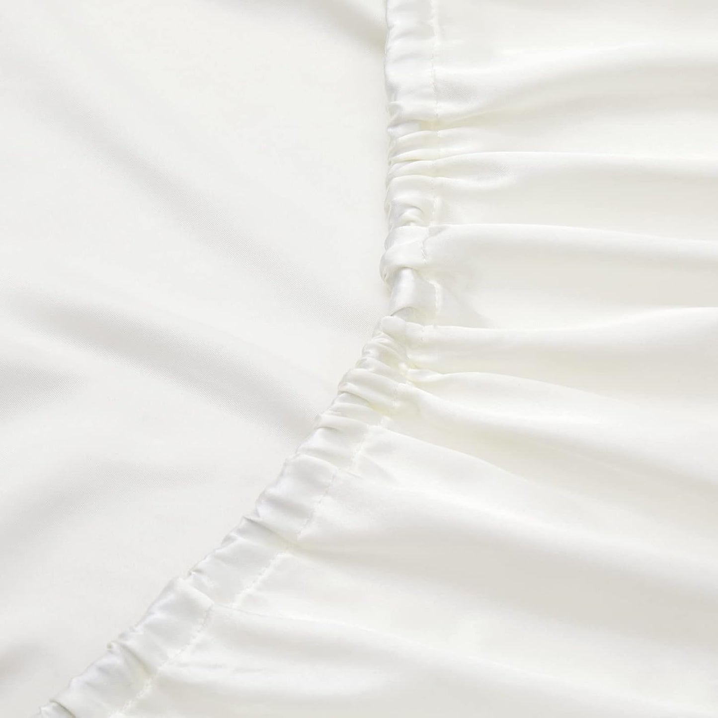 Silk Satin Fitted Sheet With Pillow Covers  White