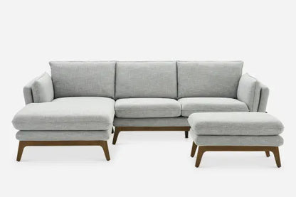 ModuLuxe Sectional Sofa with Ottoman In Dove Grey