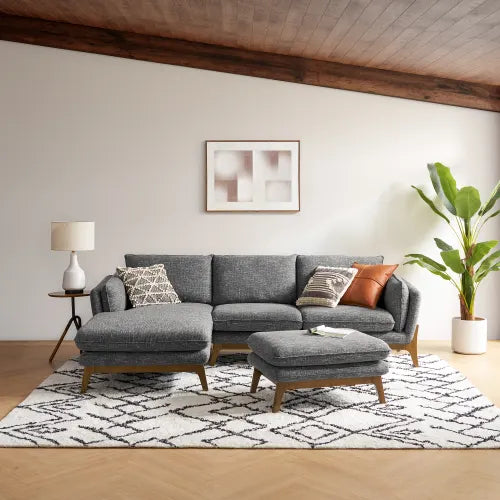 ModuLuxe Sectional Sofa with Ottoman In Graphite Gray