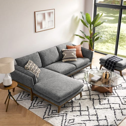 ModuLuxe Sectional Sofa with Ottoman In Graphite Gray