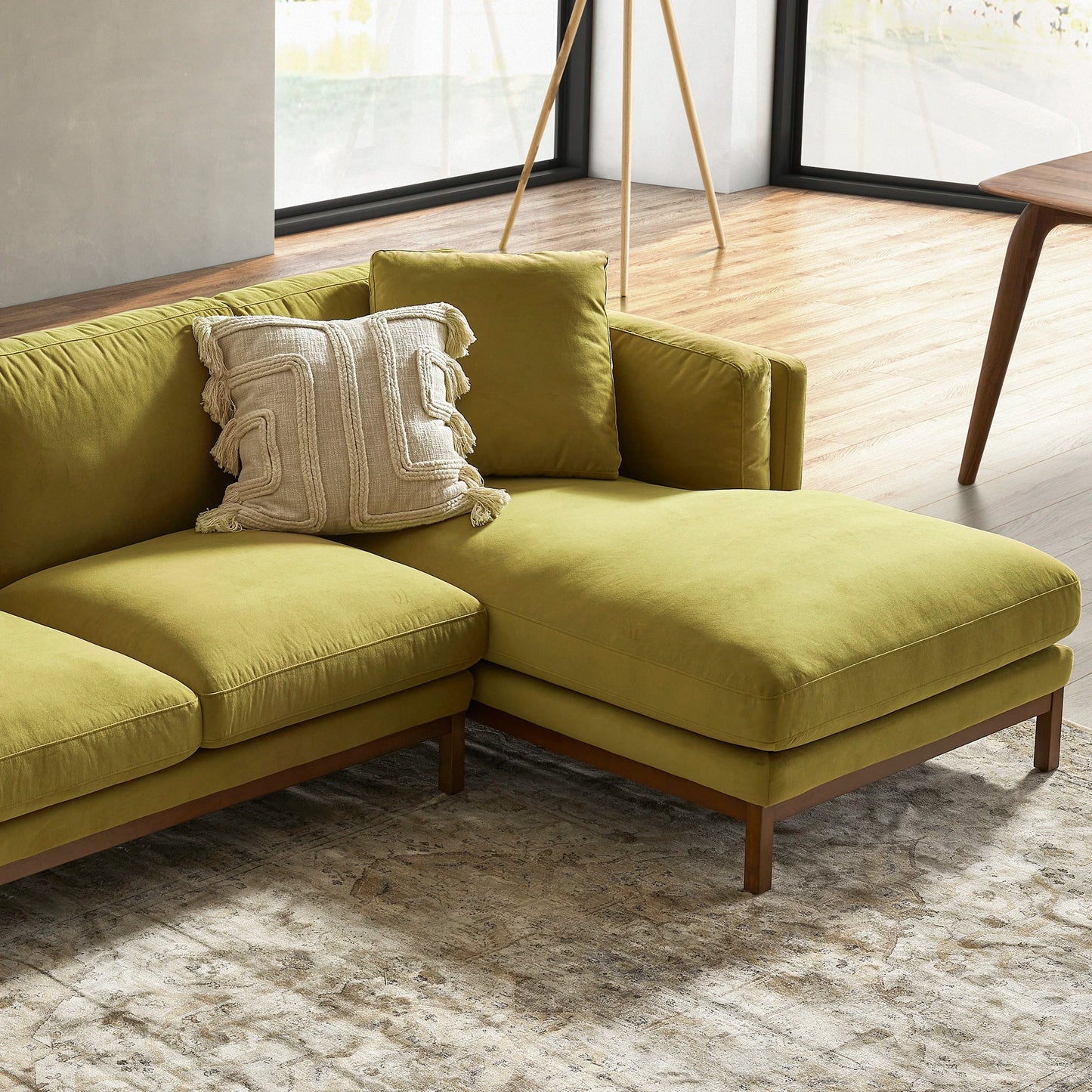 Regalia Luxe Chaise Sectional Sofa In Olive Gold