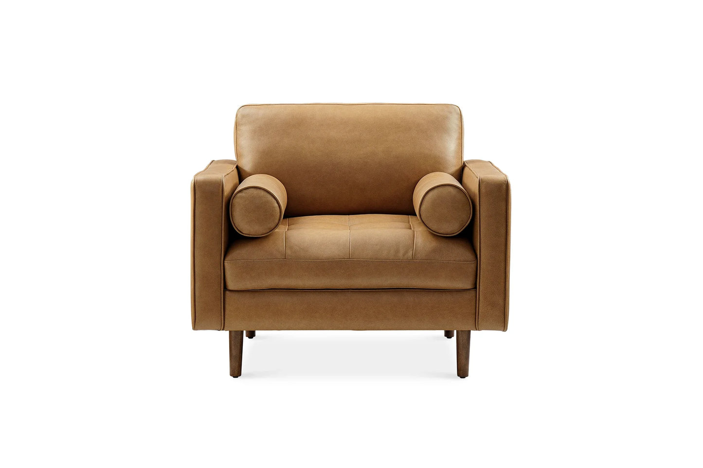 PlushEase Leather Armchair in Caramel