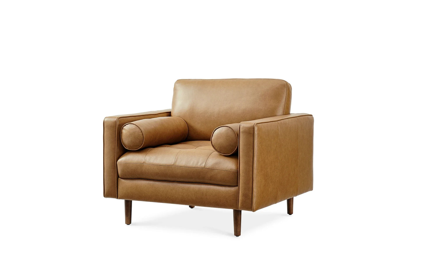 PlushEase Leather Armchair in Caramel